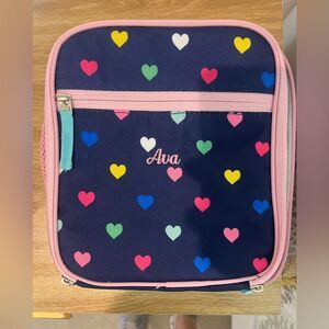 Pottery Barn Mackenzie Navy Pink Multi Hearts Lunch Boxes ‘Ava’